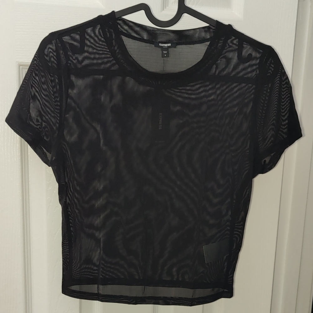Topshop Black Sheer Mesh Top